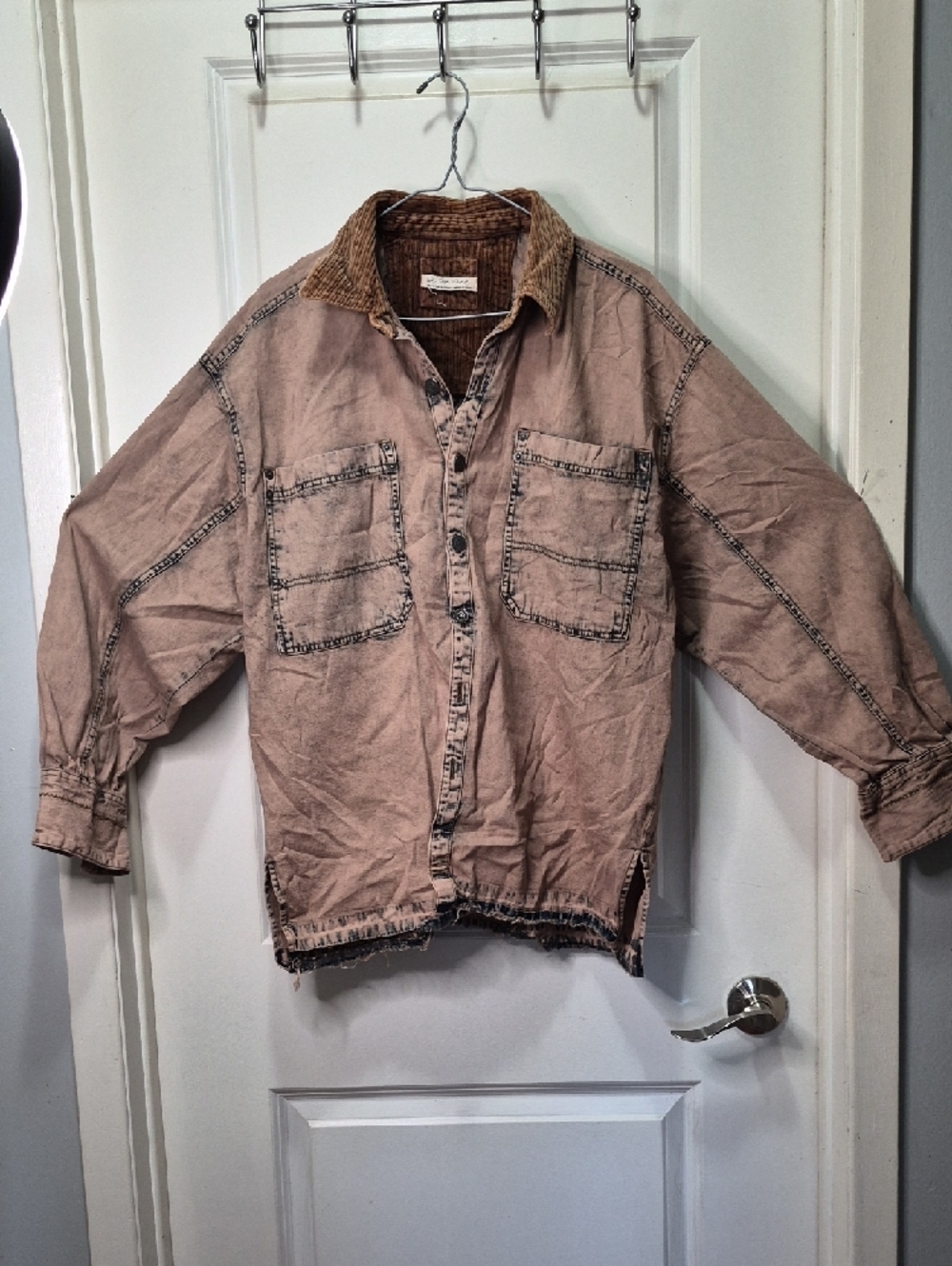 We The Free Free People Beige Brown Cord Collar Oversized Jacket - Picture 3 of 8